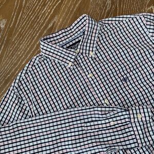 CHAPS XL BLUE/RED + Plaid Stretch Easy‎ Care Long Sleeve Button Down ~ EXCELLENT